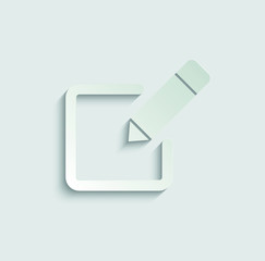 Poster - Edit icon. Notepad edit symbol. list icon. line illustration. Notepad with a pencil. Checklist. Making notes icon  paper icon  with shadow  