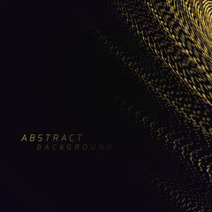 Poster - Soft bend of a gold striped surface with a depth effect consisting of many small dots. Abstract background.