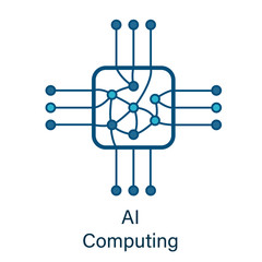 Poster - Chip icon with ai neural network inside