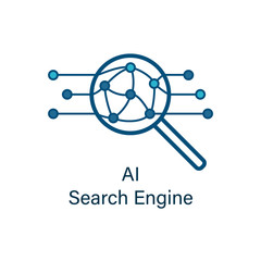 Poster - Magnifying glass icon with neural network inside