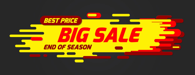 Aufkleber - Sale banner dynamic wavy form with irregular parallel rounded lines on dark background. Advertising design shape. Flat style.