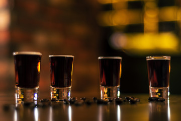 Sticker - coffee shoots on bar wooden table