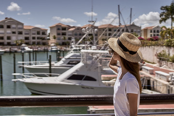 Wall Mural - woman on a yacht