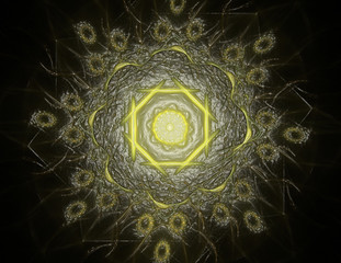Poster - Abstract fractal color background with crossing circles and oval. Motion illustration.