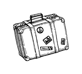 Wall Mural - Ink sketch of suitcase.