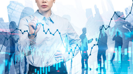 Poster - Woman and her team working with digital graphs