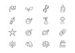 Biotechnology science thin line vector icons. Editable stroke