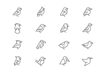 birds thin line vector icons. editable stroke