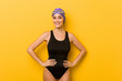 © Asier - Young swimmer caucasian woman confident keeping hands on hips.