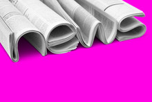 Folded Modern Newspapers. Concept Of Business News And Print Media