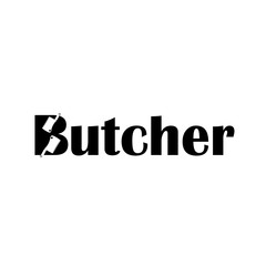 Letter B, Butcher Typography Logo With Silhouette Knife Symbol