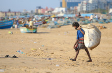 Plastic Waste Collector In Beach