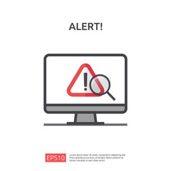 Poster - attention warning attacker alert sign with exclamation mark. beware alertness of internet danger symbol. shield line icon for VPN. Technology cyber security protection concept. vector illustration.