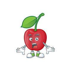 Sticker - Surprised bing cherries sweet in character mascot shape.