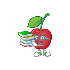 Canvas Print - Student with book bing cherries fresh for design character