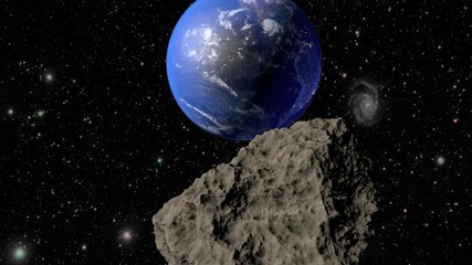 Wall Mural - an asteroid flies to the earth. 3d rendering