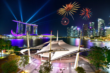 Singapore national day fireworks celebration