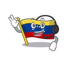 Canvas Print - With headphone venezuelan flag hoisted on mascot pole