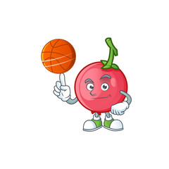 Canvas Print - With basketball lovi lovi fruit in character mascot