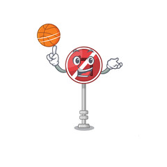 Sticker - With basketball no left turn on the mascot