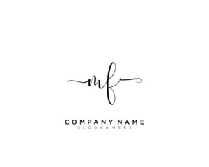 Wall Mural - M F MF Initial handwriting logo vector	