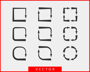 Poster - Collection arrows vector background black and white symbols. Different arrow icon set circle, up, curly, straight and twisted. Design elements.