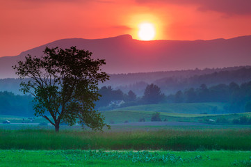 Sunset over Mt. Mansfield in Stowe Vermont