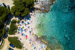 Kamenjak Njive beach near Premantura, Istria , Croatia. Aerial drone photo , summer 2019