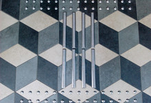Mosaic 3d Cube Floors Made With Marble Tiles. Marble Pieces As Elements In Abstract Geometric Shapes Art