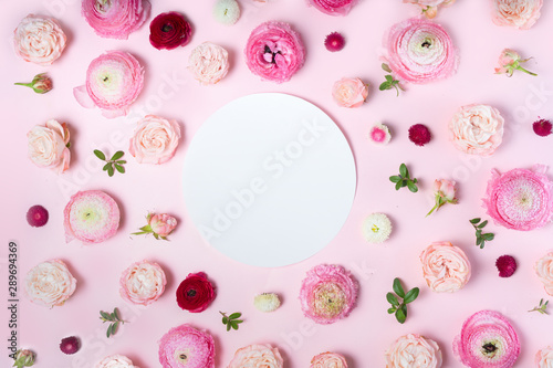 Flowers flat lay composition