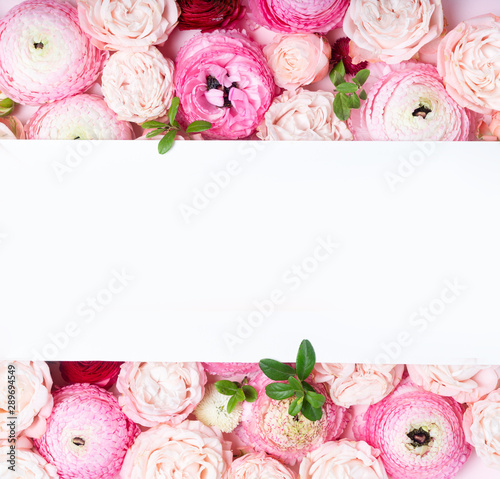 Flowers flat lay composition