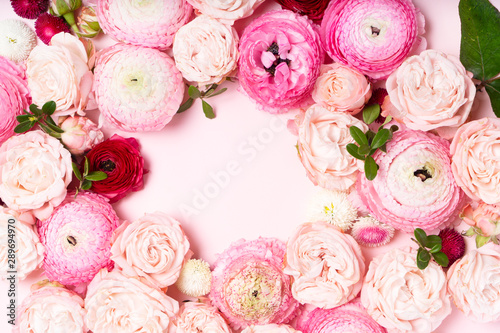 Flowers flat lay composition