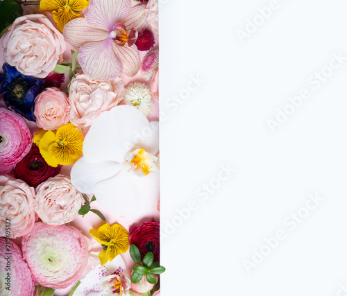 Flowers flat lay composition