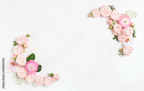 Flowers flat lay composition
