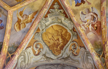  Saint Matthew the Evangelist, fresco in the church of Immaculate Conception in Lepoglava, Croatia 