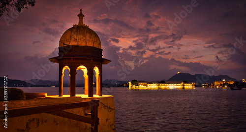 View of Heritage Resort, Lake Palace, Udaipur, Rajasthan, India Canvas Print