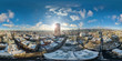 Portland snowy morning with sunshine - full 360 by 180 aerial photosphere