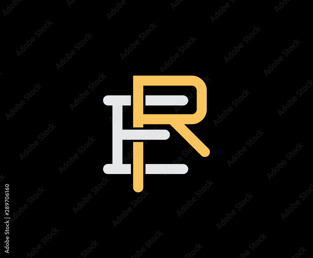 Letter E and R, ER, RE, overlapping interlock logo, monogram line art ...