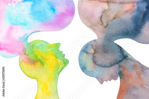 Cuadros en Lienzo disegno grafico concettuale due persone apposte ottimista e pessimista