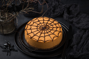 Canvas Print - Halloween pumpkin cheesecake