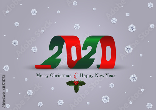 Merry Christmas And Happy New Year 2020 Greeting Card Sign Symbol