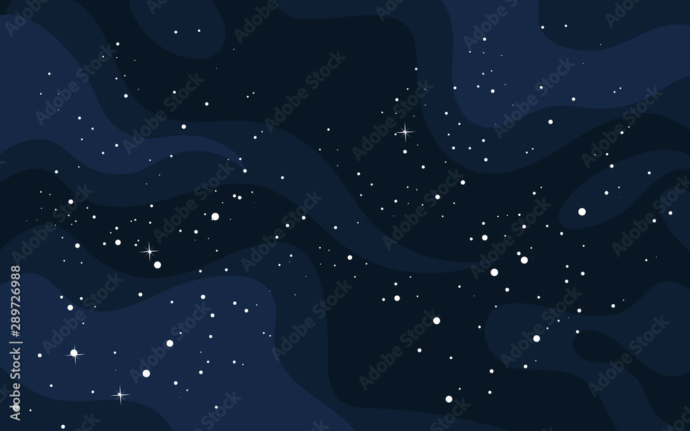 Vector space background . Cute flat style template with Stars in Outer space - obrazy, fototapety, plakaty 