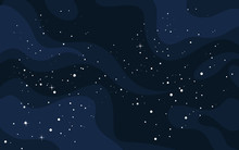 Vector Space Background . Cute Flat Style Template With Stars In Outer Space