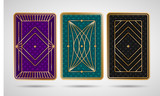 Fototapeta  - Poker playing cards back side design - black, turquoise, violet and golden colored