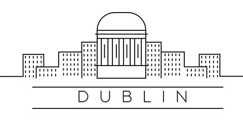 Wall Mural - City of Europe, Dublin line icon on white background