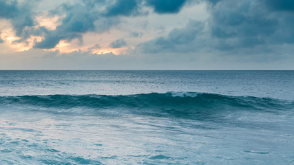 Wall Mural - Beautiful sunset shoreline at tropical sandy beach in Oahu island, Hawaii