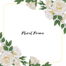 Beautiful Square Flower Frame With White Rose Bouquet