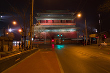 Clock Tower, Night Scene, Bell And Drum Tower, China, Beijing, Di'anmen, Ancient Capital, Central Axis, Ancient Capital 