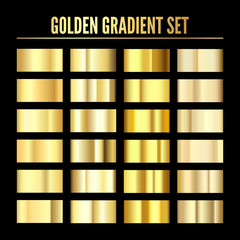 Poster - Golden Metal Realistic Gradient. Collection of Gold Pattern. Shine Gold Material Template. Vector