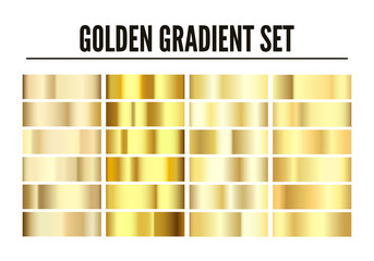 Poster - golden gradient set. element of shiny gold texture. realistic golden foil. vector illustration isola